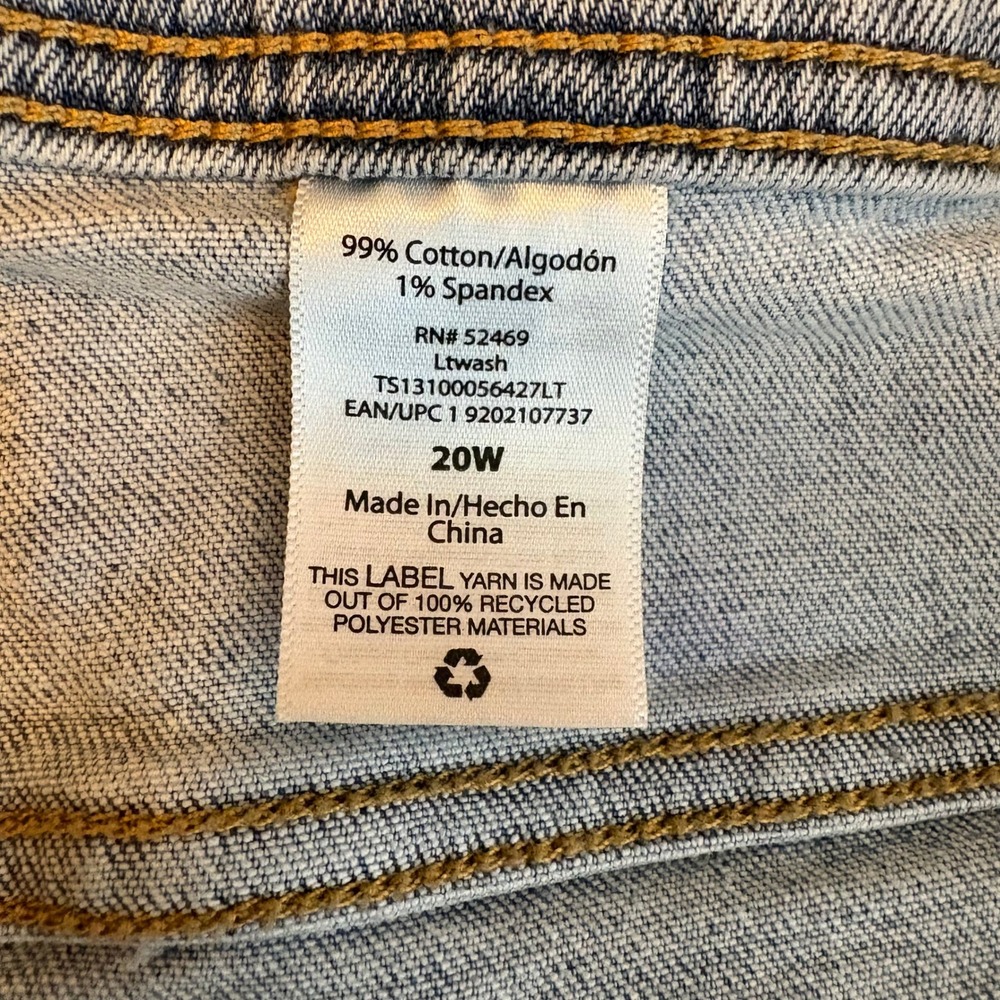 Terra & Sky Womens 20W Light Wash Distressed Relaxed Boyfriend Jeans Stretchy - Picture 8 of 9